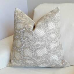 Snakeskin Pillow Cover Grey Beige Woven Jacquard, Wesley Mancini Design - thumbnail 2