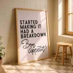 Bon Appetit Kitchen Print Funny Pink Cooking Quote Wall Art - thumbnail 1