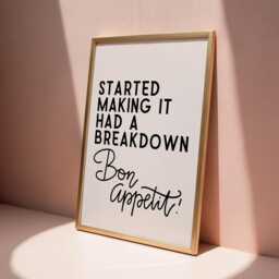 Bon Appetit Kitchen Print Funny Pink Cooking Quote Wall Art - thumbnail 2