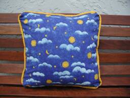 Sun Moon Stars Clouds Pillows, Blue Yellow Kids Room D??cor, Roping Trim - thumbnail 1