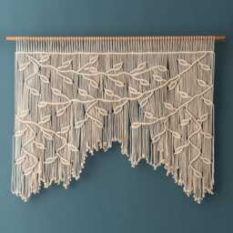 Macrame Leaf Curtain Boho Doorway Tapestry Farmhouse Woven Wall Art C02 - thumbnail 4