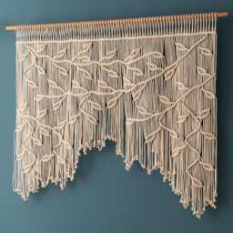 Macrame Leaf Curtain Boho Doorway Tapestry Farmhouse Woven Wall Art C02