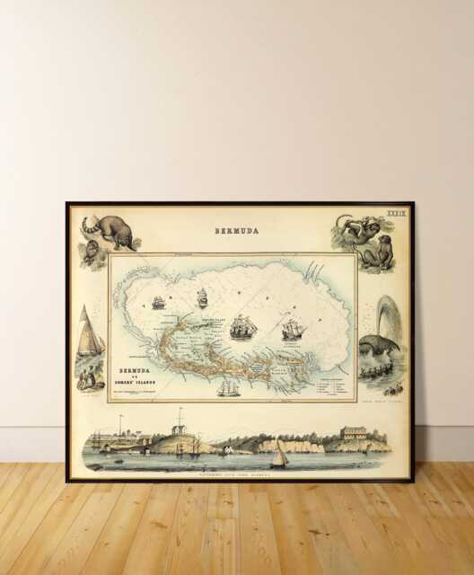 Map Of Bermuda Or Somer's Island in The Victorian Cartographic Tradition, Illustrated Eelegance & Nautical Precision, Wall Map Decor - image 1