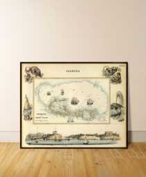 Map Of Bermuda Or Somer's Island in The Victorian Cartographic Tradition, Illustrated Eelegance & Nautical Precision, Wall Map Decor - thumbnail 1