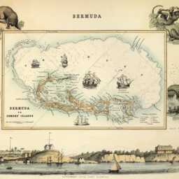 Map Of Bermuda Or Somer's Island in The Victorian Cartographic Tradition, Illustrated Eelegance & Nautical Precision, Wall Map Decor - thumbnail 2