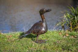 Handcrafted Recycled Metal Medium Duck. Outdoor Garden Sculpture. Ducks. Handmade Handcrafted Duck Statues - thumbnail 1