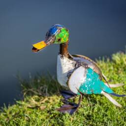 Handcrafted Recycled Metal Medium Duck. Outdoor Garden Sculpture. Ducks. Handmade Handcrafted Duck Statues - thumbnail 3