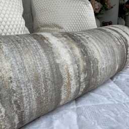 "Taupe Bolster Cushion in Designer Latour Fabric - Home Decor Accent 16"" X 6" - thumbnail 3