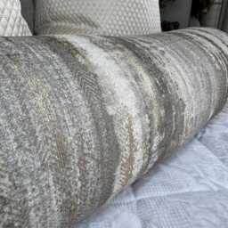 "Taupe Bolster Cushion in Designer Latour Fabric - Home Decor Accent 16"" X 6" - thumbnail 2