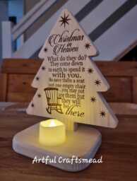 Christmas in Heaven Wooden Pine Tree With Light, Momerable, Loss One Memorial