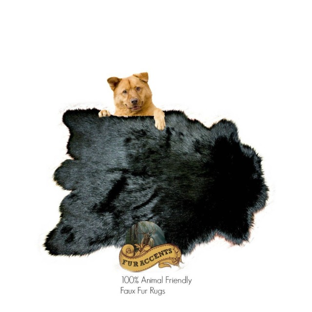 Black Faux Fur Deer Skin Rug - Plush Shag Throw Rug, Usa Made - image 1