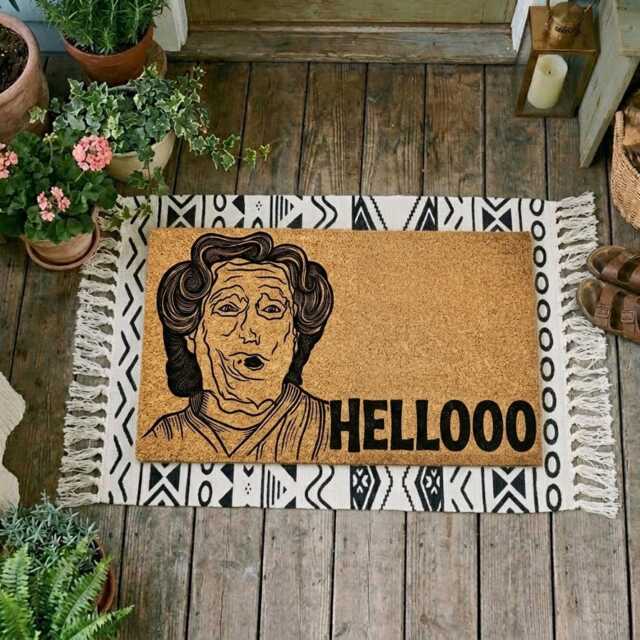 Mrs Doubtfire Doormat Hellooo Funny Welcome Mat 90S Movie Fan Gift Housewarming - image 1