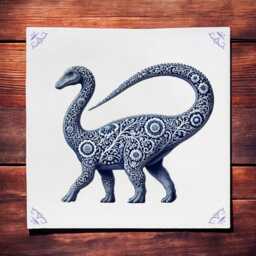 Brachiosaurus, Delft Blue Tile, Ceramic Dinosaur Decor, T-Rex Dinosaur Gift, Dino, Dino Gift For Him, Wall Art, Jurassic - thumbnail 3