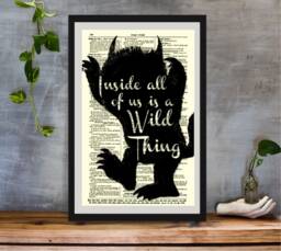 Inside All Of Us Is A Wild Thing, Where The Things Are Quote On An Antique 125 Year Old Dictionary Page - thumbnail 1