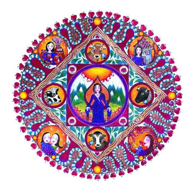 Taurus Art Astrology Mandala Print - Zodiac Wall May Birthday Gift - image 1