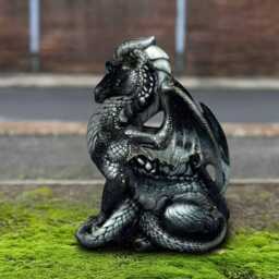 Outdoor Stone Dragon Statue Concrete Animal Sculpture Garden Fantasy Figurine Handmade Ornament Cement Decor Yard Art - thumbnail 2