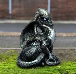 Outdoor Stone Dragon Statue Concrete Animal Sculpture Garden Fantasy Figurine Handmade Ornament Cement Decor Yard Art - thumbnail 1