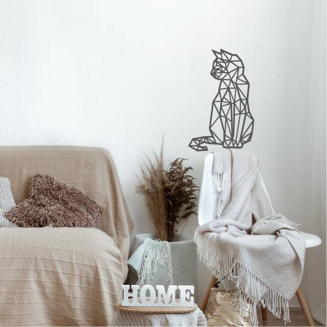 Geometric Cat Wall Art, Minimalist, Modern, Abstract, Decal, Mural, Transfer, Boho -G011, 5 Sizes, 36 Colour Options, Home Decor - image 1