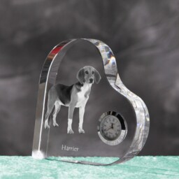 Harrier - Crystal Clock in The Shape Of A Heart With Image Pure-Bred Dog - thumbnail 2