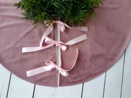 Dusty Pink Tree Skirt, Old Christmas Monochrome Velvet Skirt - thumbnail 1