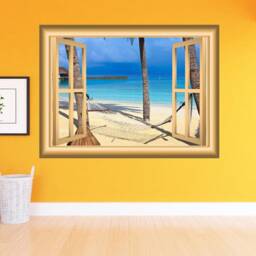 Vacation Spot Hammock Palm Trees Beach Scene Wall Art - Vwaq Nw90
