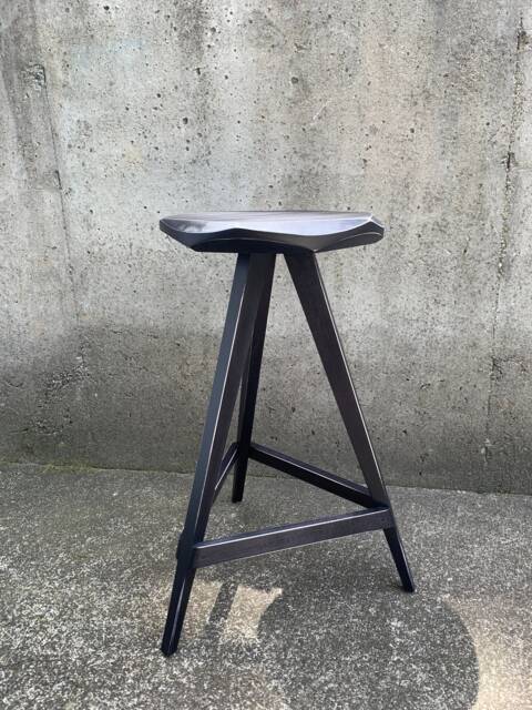Tripod Stool, Tabouret, Distressed Wood Counter Stool, Usa Made - image 1