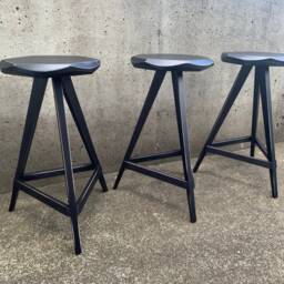 Tripod Stool, Tabouret, Distressed Wood Counter Stool, Usa Made - thumbnail 2
