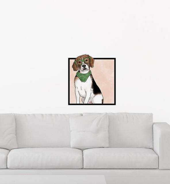 Beagle Dog With Glasses Wall Sticker Decal - Dogs & Pets Stickers, Art, Decals, Kids Animals Decals