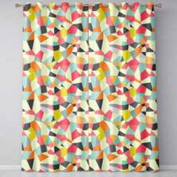Abstract Pastel Mosaic Irregular Geometric Shapes Modern Seamless Pattern Readymade Eyelet Ring Top Thermal 100% Blackout Curtains - thumbnail 2