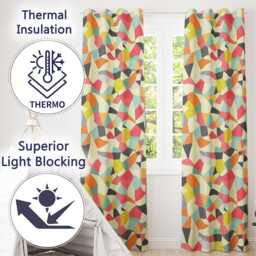 Abstract Pastel Mosaic Irregular Geometric Shapes Modern Seamless Pattern Readymade Eyelet Ring Top Thermal 100% Blackout Curtains - thumbnail 3