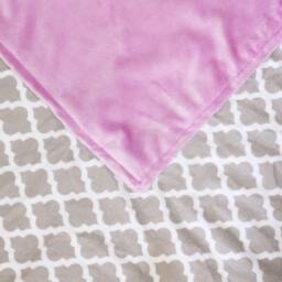 Monogrammed Quatrefoil Blanket, Lavender & Gray Minky Personalized Baby Purple Blanket - thumbnail 3