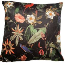 Botanical Printed Velvet Fabric Cushion Cover Flowers Birds 16-24 - thumbnail 2