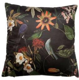 Botanical Printed Velvet Fabric Cushion Cover Flowers Birds 16-24 - thumbnail 1
