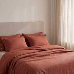 Linen Oxford Pillowcase Set Of 2, Burnt Orange Pillowcases, Natural Pillow Case King, Queen - thumbnail 2
