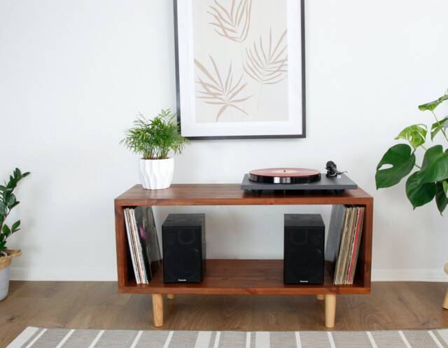 Handcrafted Solid Wood Record Player Stand Vinyl Storage Furniture - image 1