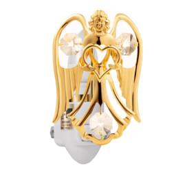 24K Gold Angel Night Light, Sparkling Crystal Decor, Premium Gift