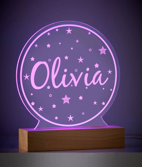 Personalised Star Night Light, Childrens Led Multi Colour Lamp - image 1