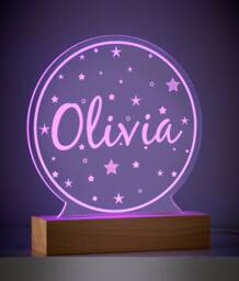Personalised Star Night Light, Childrens Led Multi Colour Lamp - thumbnail 1