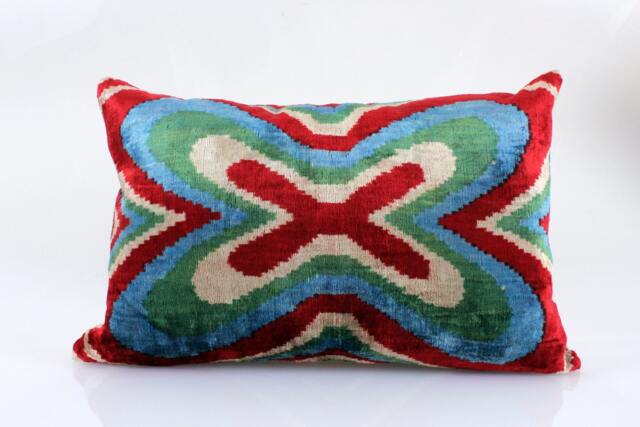 16x24 Ikat Velvet Pillow Cover, Handmade Cushion, Decorative Throw Pillow, Boho Cushion Turkish Home Decor - image 1