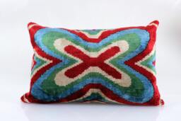 16x24 Ikat Velvet Pillow Cover, Handmade Cushion, Decorative Throw Pillow, Boho Cushion Turkish Home Decor