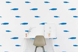 Sperm Whale Wall Decal Pattern Nautical Sea Sticker Kids Room Wall Nursery Bedroom Wallpaper Vinyl Decals Home Decor Stickers - thumbnail 1