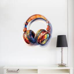 Headphone Wall Sticker , Dj Gift Music Lover Abstract Art Decor Office Decal - thumbnail 3