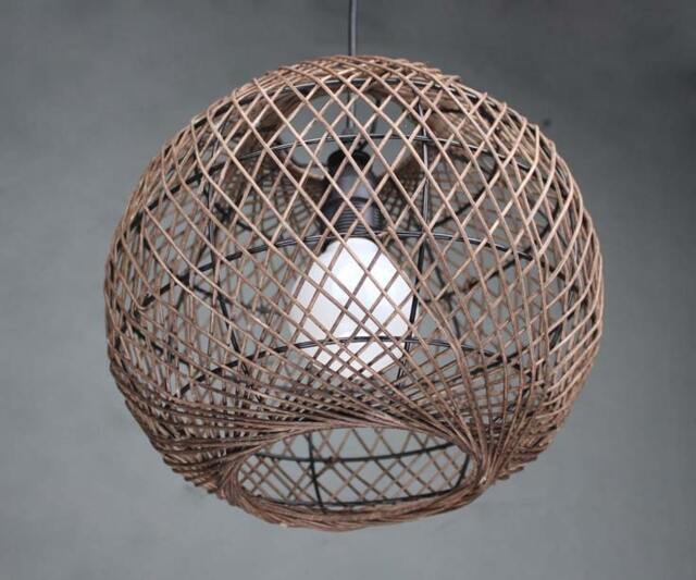 Sphere Rattan Pendant Light - Brown Woven Decor Lamp - image 1