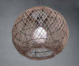 Sphere Rattan Pendant Light - Brown Woven Decor Lamp
