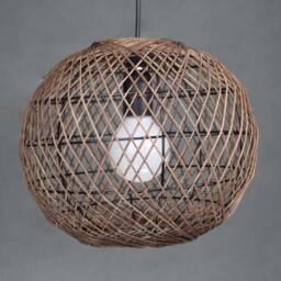 Sphere Rattan Pendant Light - Brown Woven Decor Lamp - thumbnail 3