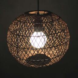 Sphere Rattan Pendant Light - Brown Woven Decor Lamp - thumbnail 2