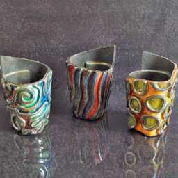 Raku Ceramic Planter - Modern & Colorful Succulent Set Or Single Sculptural Cactus Pots Coral Reef Art, Handmade Italian Pottery - thumbnail 2