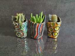 Raku Ceramic Planter - Modern & Colorful Succulent Set Or Single Sculptural Cactus Pots Coral Reef Art, Handmade Italian Pottery - thumbnail 1