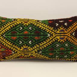 Home Decor Pillow, Bohemian Kilim Cushion, 10x20 Anatolian Coastal Tribal Nomadic Pillow Cover, 4Yef-640 - thumbnail 2