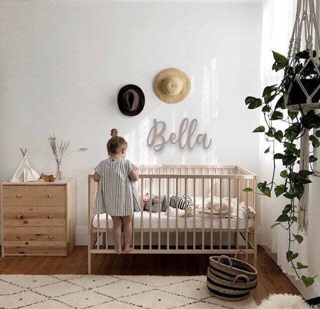 Personalised Wooden Name Sign - Custom Wall Art Baby For Nursery Home Decoration Kids Bedroom Various Sizes - image 1
